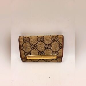 Gucci Brown Mono 3-Hooks Key Case